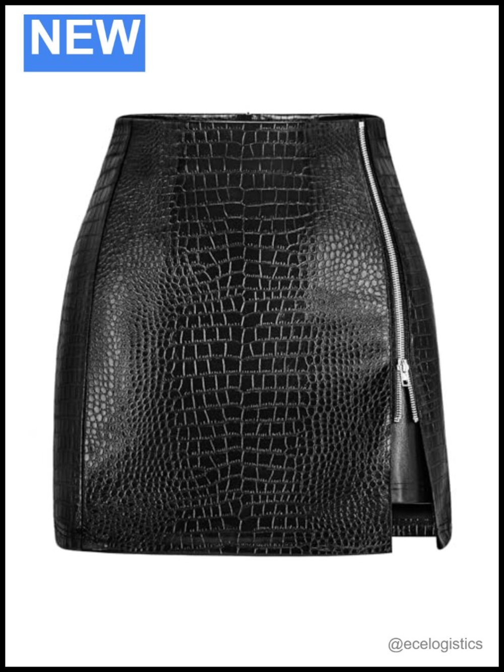 Women's Faux Leather High Waisted Bodycon Pencil Mini Skirt with Zipper Slit